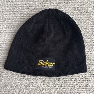 Snickers Workwear Beanie Hat fleece lined black knit logo 9084 Acrylic